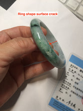 Load image into Gallery viewer, 55.5mm Certified Type A 100% Natural light green purple with floating flowers Jadeite bangle AY129-6645