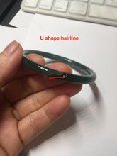 Load image into Gallery viewer, 54mm Certified Type A 100% Natural dark green/blue/gray Guatemala slim round cut Jadeite bangle PC184-0790