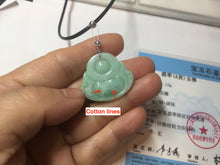 Load image into Gallery viewer, Certified 100% Natural type A sunny green happy Buddha jadeite Jade pendant PB65-5096