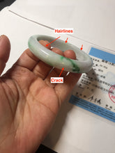 Load image into Gallery viewer, 56.5mm certified Type A 100% Natural sunny green/purple/white(白底青) Jadeite Jade bangle BF141-4072