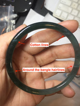 Load image into Gallery viewer, 60mm Certified Type A 100% Natural light green/blue/gray Guatemala slim round cut Jadeite bangle PJ79