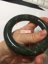 Load image into Gallery viewer, 59mm certified 100% Natural dark green/gray/black (nebula dust) chubby round cut nephrite Jade bangle HN128-0206