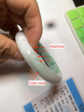 Load image into Gallery viewer, 59.7mm Certified 100% natural type A sunny green white/light purple jadeite jade bangle Z137-5420