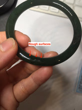 Load image into Gallery viewer, 53.6mm certified 100% Natural dark green/black round cut nephrite (碧玉) bangle HN148-0508