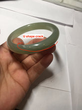 Load image into Gallery viewer, 54.5mm certified 100% Natural icy watery dark green gray nephrite bangle HN154-9685