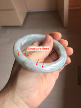 Load image into Gallery viewer, 55.8mm 100% Natural type A green purple white carved flowers and golden-painted Jadeite Jade bangle PB283-0262