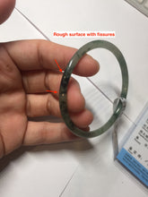 Load image into Gallery viewer, 56mm Certified Type A 100% Natural green/black/gray with dark green floating flowers slim round cut Jadeite bangle PD76-5745