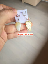 Load image into Gallery viewer, 100% natural type A yellow white jadeite jade leaf earring PC25-8