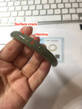 Load image into Gallery viewer, 53.1mm Certified 100% Natural light green gray black Nephrite Bangle HN144-6929