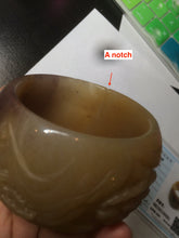 Load image into Gallery viewer, 54mm certified 100% natural yellow orange purple Quartzite (Shetaicui jade) carved people and landscape Zen bangle XY59-0001