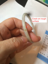 Load image into Gallery viewer, 55.5mm Certified type A 100% Natural light purple/white/green slim round cut Jadeite bangle BF74-2550