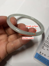 Load image into Gallery viewer, 58.5mm Certified Type A 100% Natural icy watery white/light green flat slim Jadeite Jade bangle BG223-8575