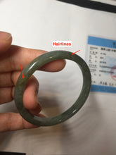 Load image into Gallery viewer, 52mm Certified type A 100% Natural oily dark green gray black slim Jadeite bangle PC214-6220