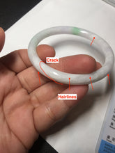 Load image into Gallery viewer, 55mm certified 100% natural white sunny green purple slim round cut jadeite jade bangle BL91-4675