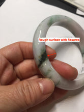 Load image into Gallery viewer, 60.5mm certified type A 100% Natural sunny green/purple chubby Jadeite jade bangle PH188-1255