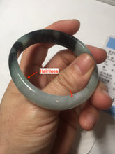 Load image into Gallery viewer, 47mm Certified Type A 100% Natural dark green Jadeite Jade oval bangle AH93-4483
