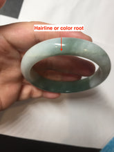 Load image into Gallery viewer, 55.5mm certified 100% natural Type A oily dark green gray black(老油青) half mountain half water (半山半水) oval jadeite jade bangle BS179-0065