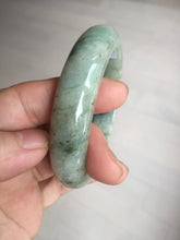 Load image into Gallery viewer, 58mm certified Type A 100% Natural light green gray chubby Jadeite Jade bangle BS117-6632