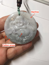 Load image into Gallery viewer, 100% Natural type A white light purple happy buddha jadeite Jade pendant AA27