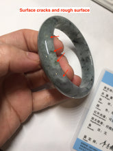 Load image into Gallery viewer, 55mm Certified Type A 100% Natural dark green purple with floating flowers Jadeite bangle PD134-6287