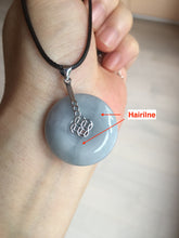 Load image into Gallery viewer, 100% natural type A purple/gray/green jadeite jade safety donut pendant necklace AF25