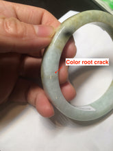 Load image into Gallery viewer, 59.5mm certified Type A 100% Natural light green/brown square Jadeite Jade bangle R101-1758