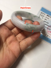 Load image into Gallery viewer, 55.3mm certified Type A 100% Natural light purple with green floating flowers Jadeite Jade bangle AU9-1264
