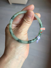Load image into Gallery viewer, 55.6mm Certified Type A 100% Natural green/black/gray/purple with dark green floating flowers slim round cut Jadeite bangle PD46-5748