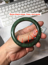 Load image into Gallery viewer, 54.9mm certified 100% Natural dark green/black nephrite (碧玉) bangle HT168-2-3910