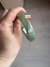 Load image into Gallery viewer, 58mm certified type A 100% Natural light green/gray chubby square style Jadeite Jade bangle AU57-1511