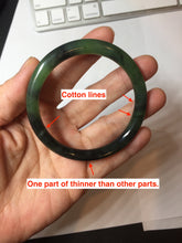 Load image into Gallery viewer, 54.4mm Certified 100% Natural Fresh Young Green/Dark Green/Black Green Ink Painting (绿水墨) Round Cut Nephrite (Wulanhai 乌兰海碧玉) Bangle HF134-7304