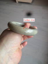 Load image into Gallery viewer, 52.8mm 100% Natural white/beige/gray with floating dandelions nephrite jade bangle HT96
