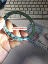 Load image into Gallery viewer, 56mm Certified Type A 100% Natural watermelon rind & Smoky Black-Gray(WuJi) Jadeite round cut Jadeite bangle AZ181-0513