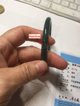 Load image into Gallery viewer, 59.5mm Certified Type A 100% Natural light green/blue/gray Guatemala slim round cut Jadeite bangle BP220-3800