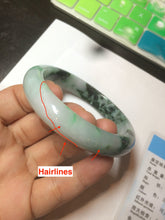 Load image into Gallery viewer, 56.3mm certified 100% natural Type A dark green/sunny green jadeite jade bangle K106-2835