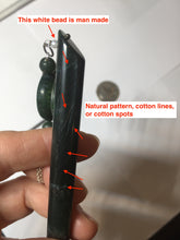 Load image into Gallery viewer, 20.5 cm 100% Natural Dark Green blue Black Xiu Jade (Serpentine) Hairpin with Safety ring Hanging Ornament AW41