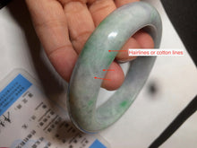 Load image into Gallery viewer, 58.3mm Certified 100% natural Type A sunny green/purple/yellow(Fu Lu Shou) chubby jadeite jade bangle AK55-1188