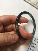 Load image into Gallery viewer, 53mm Certified Type A 100% Natural dark green/blue/gray Guatemala slim round cut Jadeite bangle PJ18-2595