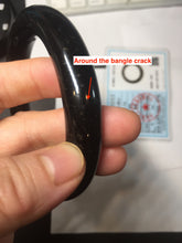 Load image into Gallery viewer, 62mm certified 100% Natural black meteorite chubby round cut nephrite(墨玉 MoYu) bangleHN164-6427 Add on item
