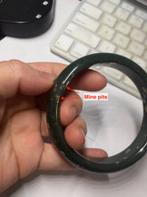 Load image into Gallery viewer, 60.4mm 100% Natural Dark Green Black Meteorite Night Sky Golden Blossom Fireworks Nephrite Bangle HN162-5905