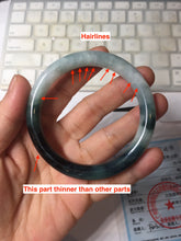 Load image into Gallery viewer, 55.5mm Certified Type A 100% Natural Dark Green Blue Gray Black Moonlit Ink (水墨月色) Round Cut Jadeite Jade Bangle BS149-0742