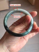 Load image into Gallery viewer, 56.6mm certified 100% natural Type dark green/ gray jadeite jade bangle AU56-4021