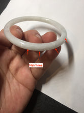 Load image into Gallery viewer, 55.6mm 100% natural Type A icy watery light green white slim round cut jadeite jade bangle AD113-8104