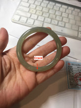 Load image into Gallery viewer, 52.5mm Certified 100% Natural icy waery light green/yellow/gray round cut nephrite jade bangle HN35-3599
