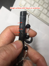 Load image into Gallery viewer, 18.5 cm 100% Natural gray black(灰冰) Bamboo-Style Xiu Jade (Serpentine) Hairpin with moon Hanging Ornament AW49