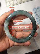 Load image into Gallery viewer, 57.7mm Certified Type A 100% Natural Dark Green Blue Gray Black Moonlit Ink (水墨月色) Round Cut Jadeite Jade Bangle BS148-0737