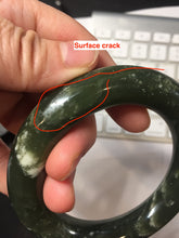 Load image into Gallery viewer, 56mm certified 100% Natural dark green/black Ocean Waves chubby round cut nephrite bangle HF138-0879