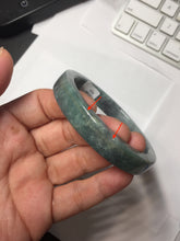 Load image into Gallery viewer, 56-58mm Certified Type A 100% Natural Dark Green Purple Gray Monet's Pond Square Jadeite Jade Bangle group GL61