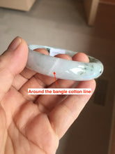 Load image into Gallery viewer, 56.3mm certified 100% natural Type A dark green/purple/white with green floating flowers jadeite jade bangle PB231-2823