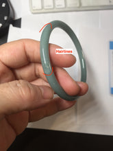 Load image into Gallery viewer, 59mm Certified Type A 100% Natural Light Blue Green Gray Ru Kiln Sky Celadon Blue (汝窑天青蓝) Guatemala Jadeite Jade Slim Round Bangle BS160-8651